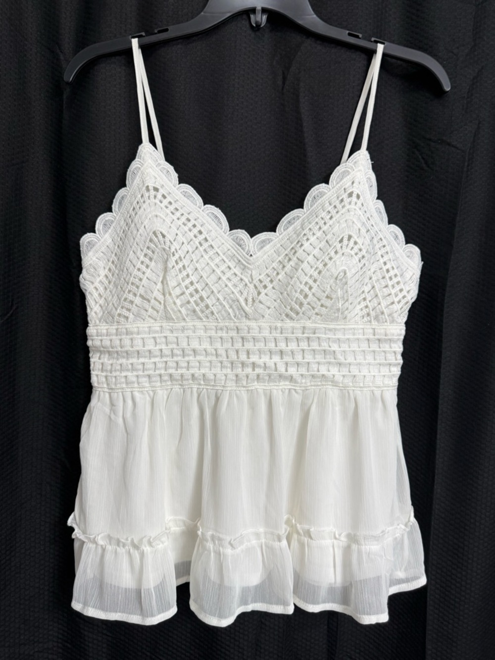 Rue21 White Crochet Peplum Cami Tank